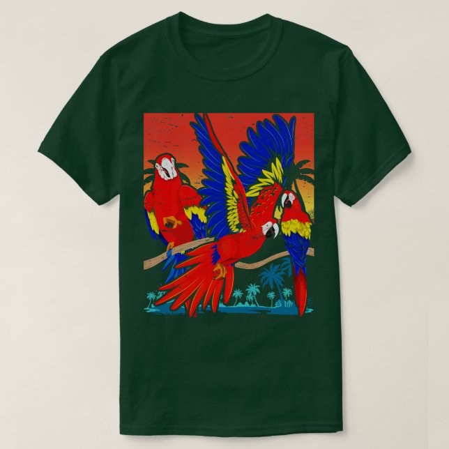 Camiseta Loro tropical animal de ave Macaw (Diseño del anverso)