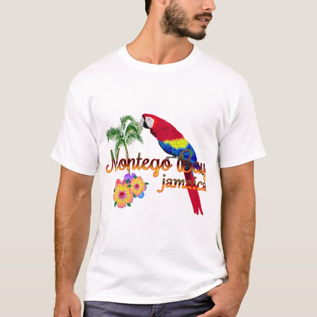 Camiseta Loro tropical de Montego Bay Jamaica (Anverso)