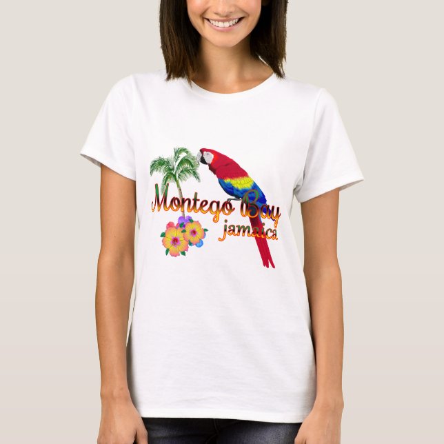 Camiseta Loro tropical de Montego Bay Jamaica (Anverso)