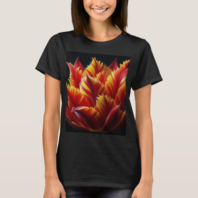 Camiseta Loro Tulip Floral rojo y amarillo (Anverso)