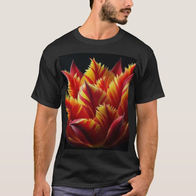 Camiseta Loro Tulip Floral rojo y amarillo (Anverso)