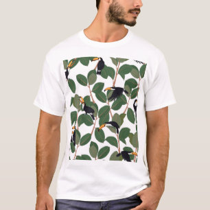 Camiseta Loro Turco y Ficus: Elegancia Vintage.