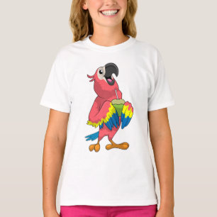 Camiseta Loro y coco con paja para beber
