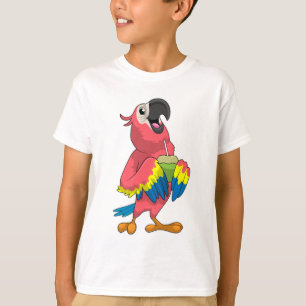 Camiseta Loro y coco con paja para beber