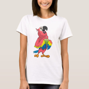 Camiseta Loro y coco con paja para beber