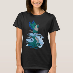 Camiseta Loro y Dragón Reflejo I Turquesa Mejilla Verde
