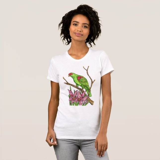 Camiseta Loro y orquídeas (Anverso completo)