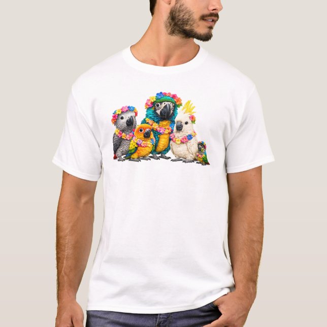 Camiseta Loros Bebés Adorables con Leis (Anverso)