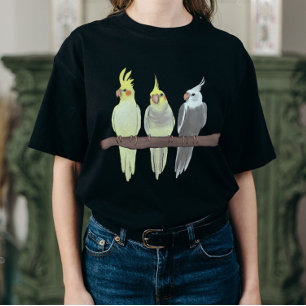 Camiseta Loros Cacatúas Adorables Reunidos en Percha Amante
