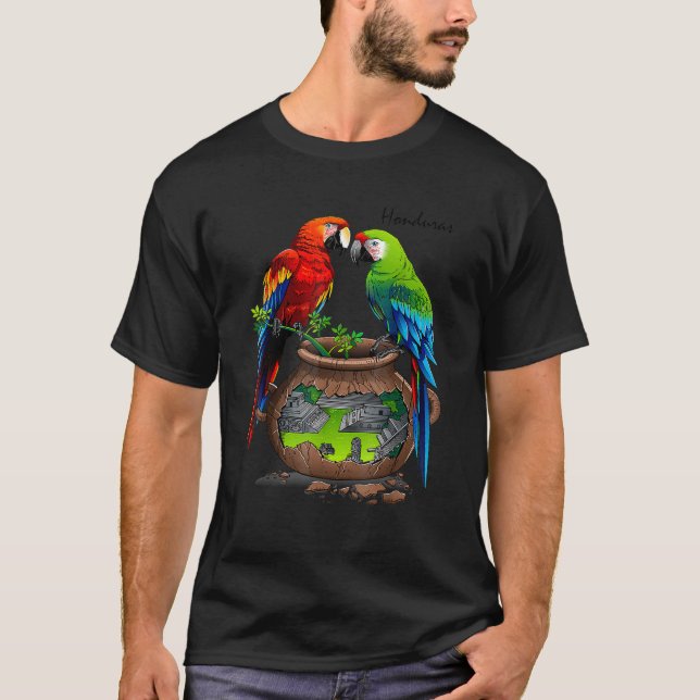 Camiseta Loros maya de Honduras (Anverso)