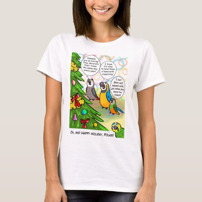 Camiseta Loros y árbol de navidad (Anverso)