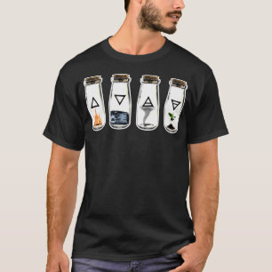 Camiseta Los 4 Símbolos De Los Elementos Tierra Agua Eólica