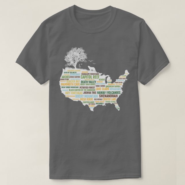 Camiseta Los 59 parques nacionales de Estados Unidos (Diseño del anverso)