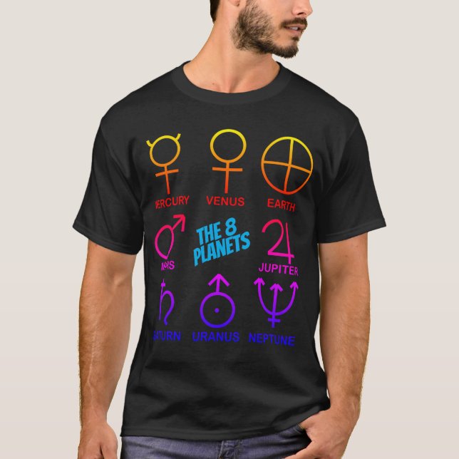 Camiseta Los 8 Símbolos Planetarios Personalizables (Anverso)