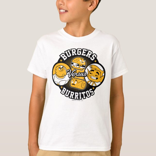 Camiseta ¡Los adolescentes se van! | Burgers contra burrito (Anverso)