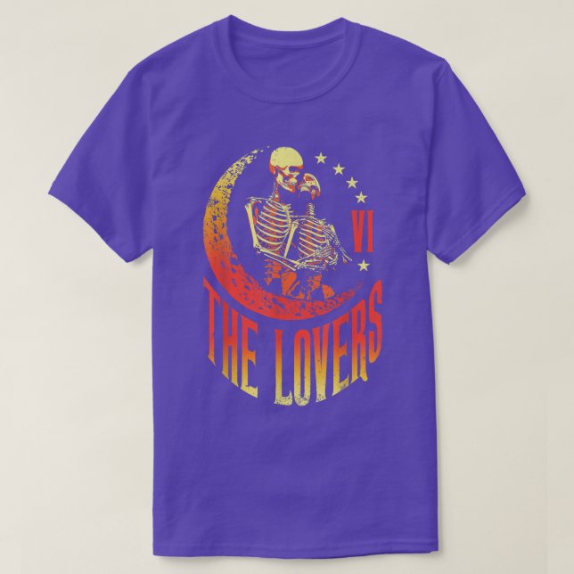 Camiseta Los amantes de la tarjeta Tarot Skeleton Moon Cres (Diseño del anverso)