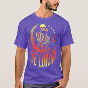 Camiseta Los amantes de la tarjeta Tarot Skeleton Moon Cres