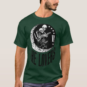 Camiseta Los amantes de la tarjeta Tarot Skeleton Moon Cres