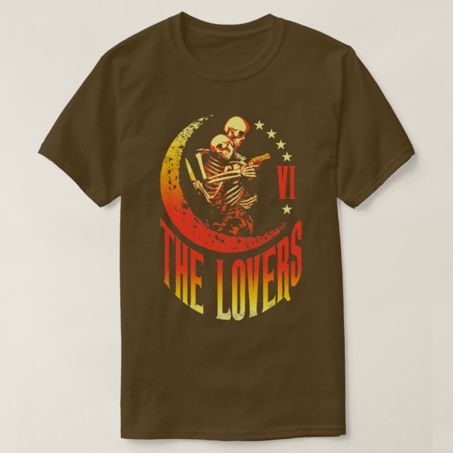 Camiseta Los amantes de la tarjeta Tarot Skeleton Moon Cres (Diseño del anverso)