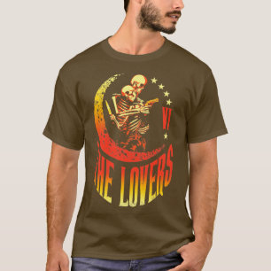 Camiseta Los amantes de la tarjeta Tarot Skeleton Moon Cres