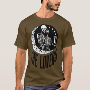 Camiseta Los amantes de la tarjeta Tarot Skeleton Moon Cres