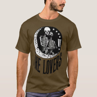 Camiseta Los amantes de la tarjeta Tarot Skeleton Moon Cres