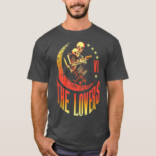 Camiseta Los amantes de la tarjeta Tarot Skeleton Moon Cres