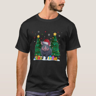Camiseta Los amantes de los animales Boar Santa Hat Navidad
