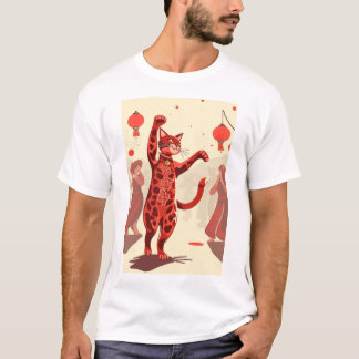 Camiseta los amantes de los gatos rojos baile