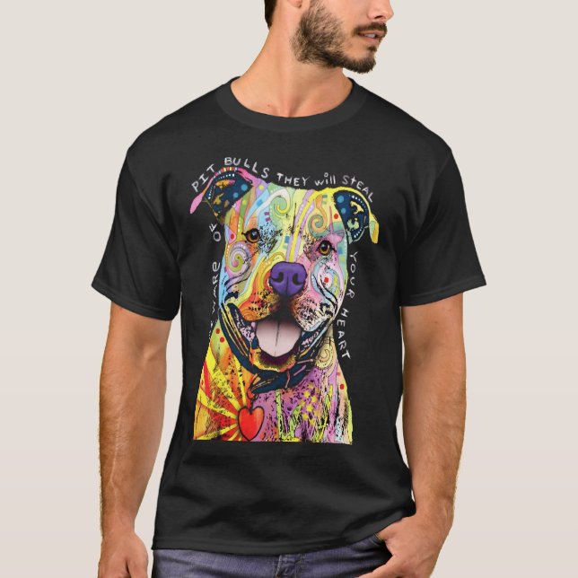Camiseta Los amantes de los perros Pitbull adoran Pitbull (Anverso)