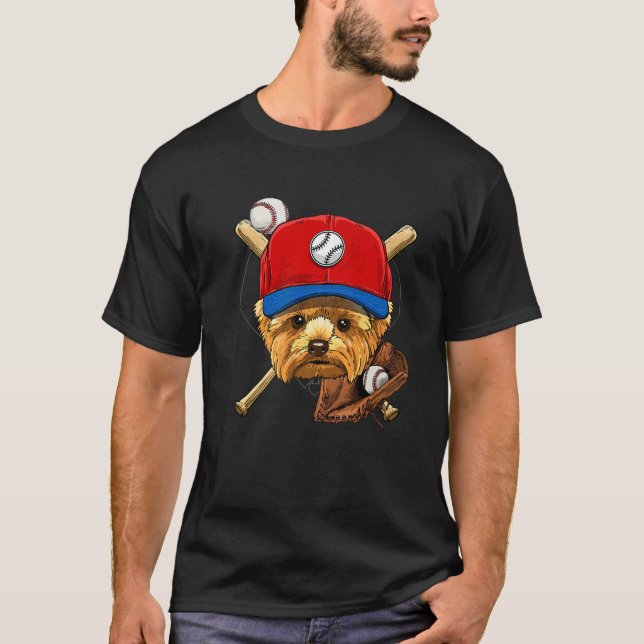 Camiseta Los amantes del béisbol de Yorkshire Terrier Baseb (Anverso)