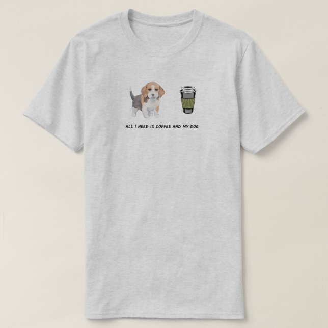 Camiseta Los amantes del café con cachorros adorables (Diseño del anverso)