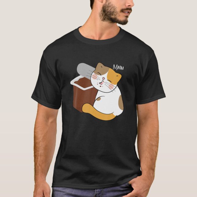 Camiseta Los amantes del chocolate pudding del gato Kawaii (Anverso)
