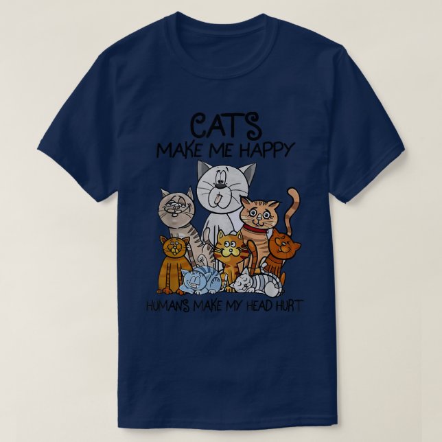 Camiseta Los amantes del gato me hacen felices a los seres  (Diseño del anverso)