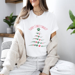 Camiseta Los amantes del perro miran el árbol de Navidad