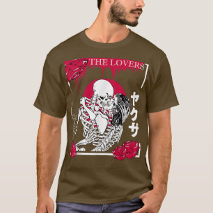Camiseta Los amantes esqueletos de las flores rojas kanji j