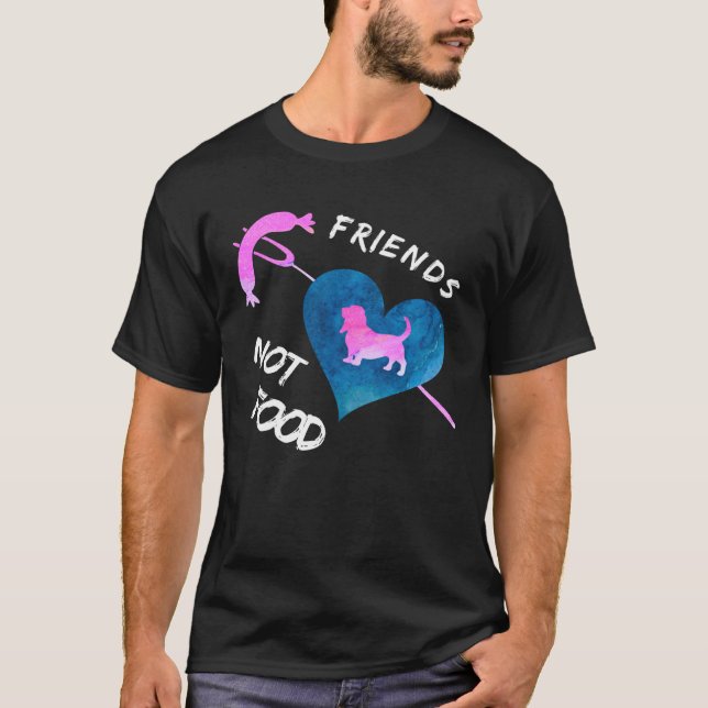 CAMISETA LOS AMIGOS NO SON CRUELDAD ANIMAL DE COMIDA VEGANA (Anverso)