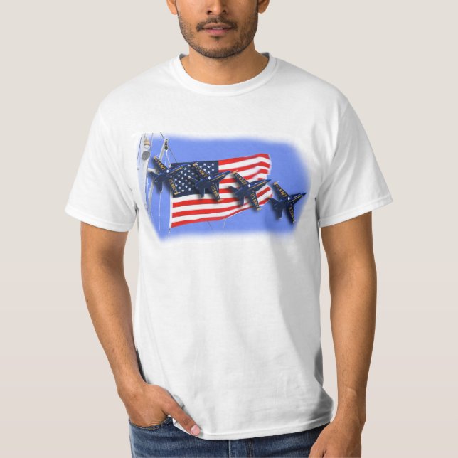 Camiseta Los ángeles azules y los E.E.U.U. señalan la (Anverso)