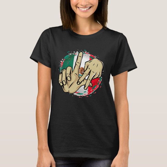 Camiseta Los Angeles California Chicano México Flag LA Hand (Anverso)