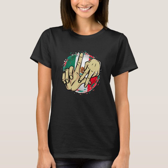 Camiseta Los Angeles California Chicano Mexico Flag LA Hand (Anverso)