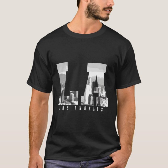 Camiseta Los Angeles California La Skyline Pride Black Whit (Anverso)