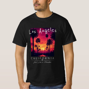 Camiseta Los Ángeles California Paraíso Atardecer Retro