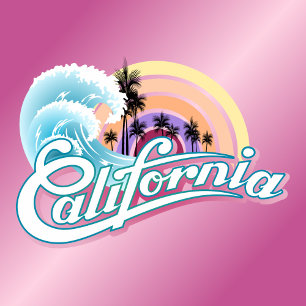 Camiseta Los Ángeles California Rainbow Retro Tropical