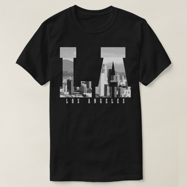 Camiseta Los Angeles California Skyline Pride Black Whit (Diseño del anverso)