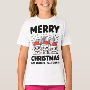 Camiseta Los Angeles City California Merry Christmas USA