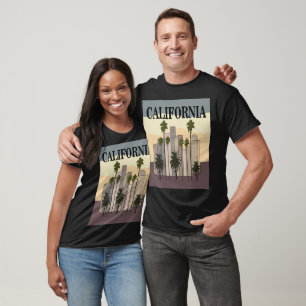Camiseta Los Ángeles Cityscape Sunset Palm Trees California