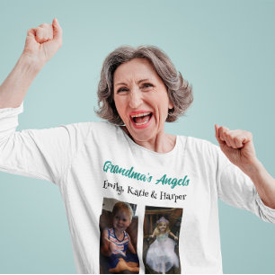 Camiseta Los ángeles de la abuela Foto y nombres personal