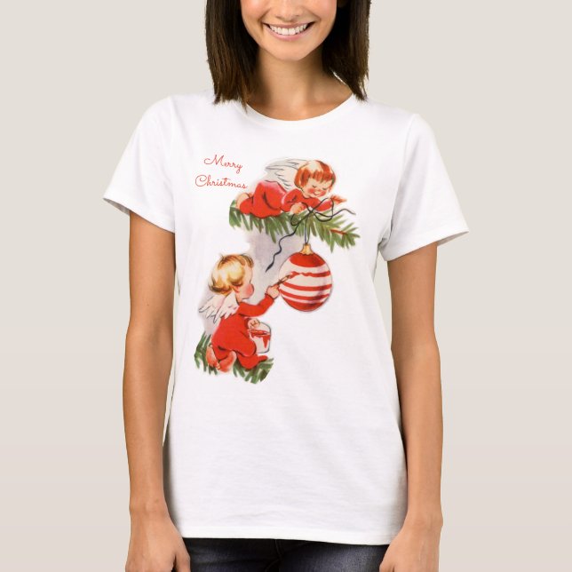 Camiseta Los ángeles decorando el árbol de Navidad (Anverso)
