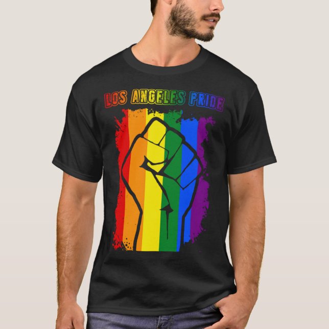 Camiseta Los Angeles LGBT Pride Month LGBTQ Rainbow Flag (Anverso)
