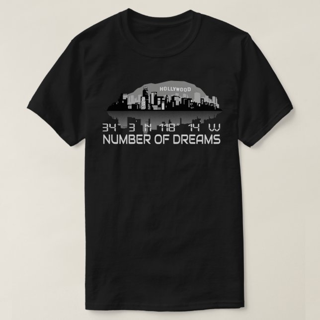 Camiseta Los Ángeles Skyline GPS Coordinates Dream City (Diseño del anverso)